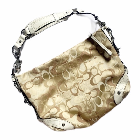 Coach• signature medium Carly bag gold and white - Picture 7 of 14